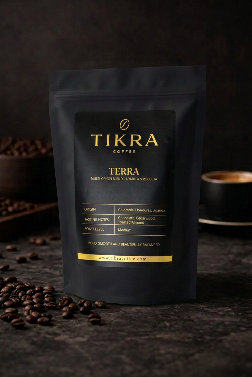 Tikra Terra — Colombian, Honduran & Ugandan coffee blend Arabica & Robusta Coffee